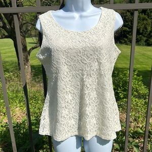 Coldwater Creek Cream Floral Lace Tank top Size Small 8